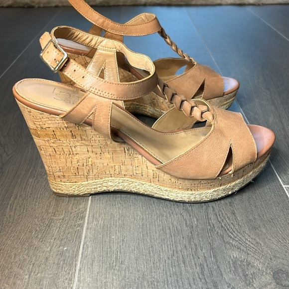 Franco Sarto Seema Tan Leather Cork Espadrille Wedge Sandals Women’s size 9.5 - Picture 5 of 17